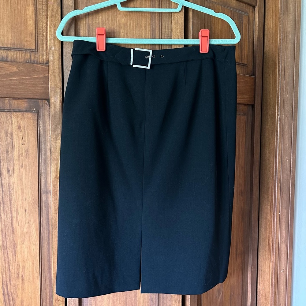 Valentino Wool Pencil Skirt with Embellished Rhinestone Belt